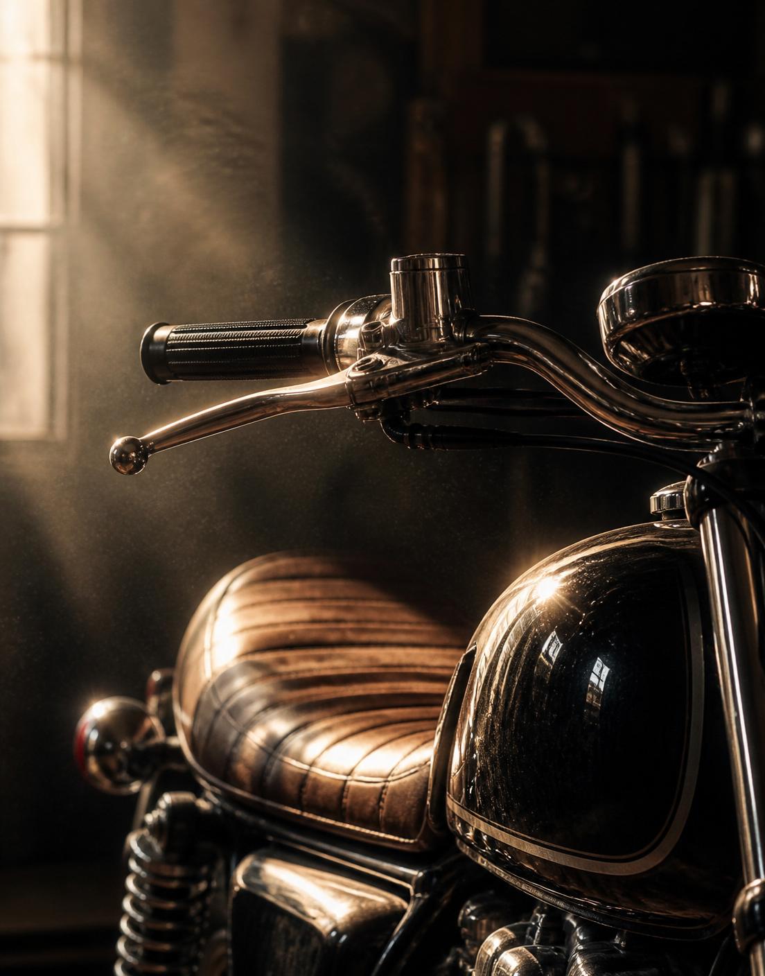 Motorcycle in morning light